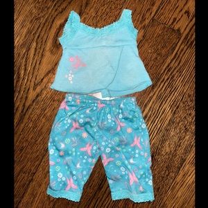 American Girl Teal Butterfly Pajama Set